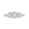 Thumbnail Image 4 of 1 CT. T.W. Diamond Frame Three Stone Engagement Ring in 10K White Gold