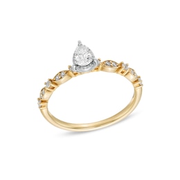 1/3 CT. T.W. Pear-Shaped Diamond Art Deco Engagement Ring in 10K Gold