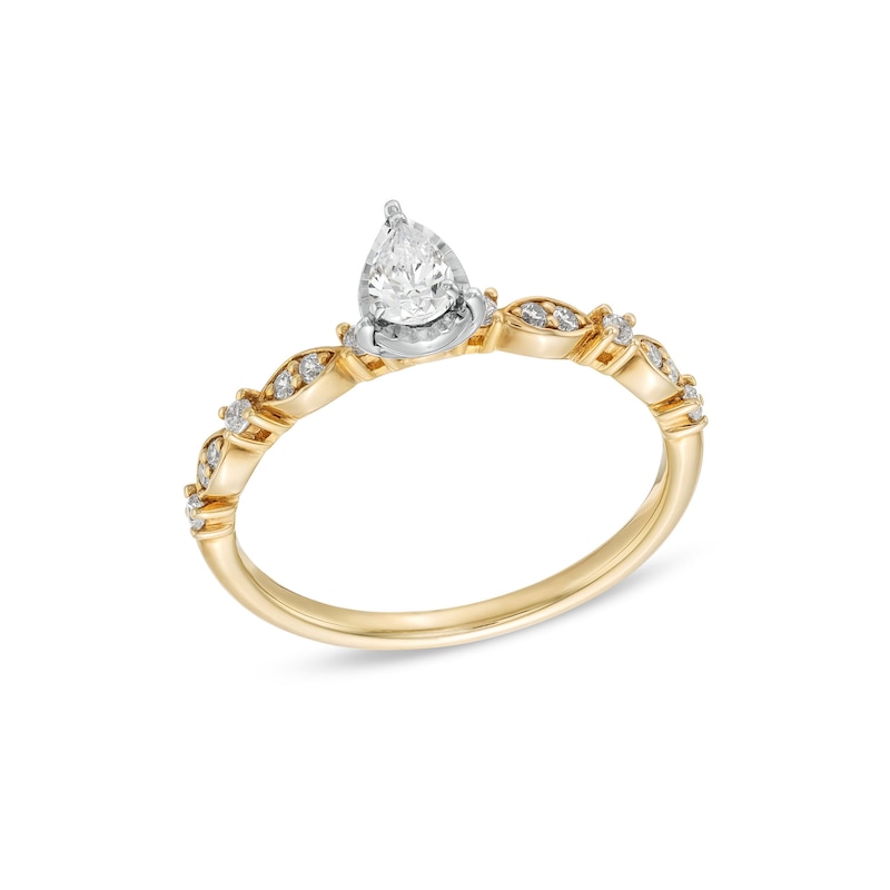 Main Image 1 of 1/3 CT. T.W. Pear-Shaped Diamond Art Deco Engagement Ring in 10K Gold