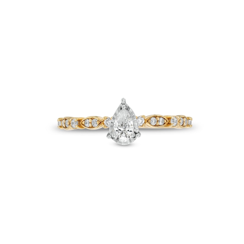 Main Image 4 of 1/3 CT. T.W. Pear-Shaped Diamond Art Deco Engagement Ring in 10K Gold