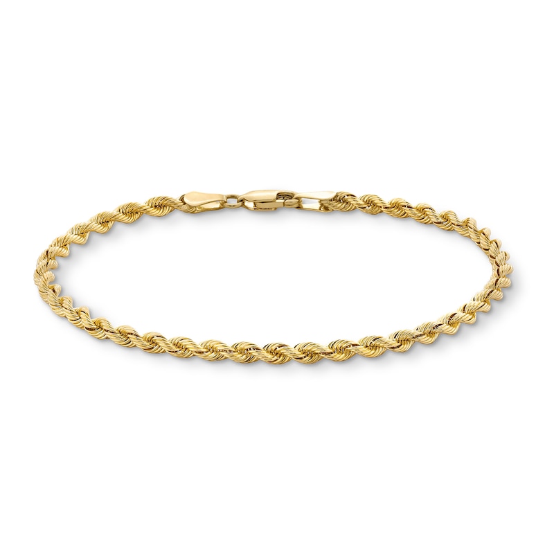 3.0mm Silk Rope™ Chain Bracelet in Solid 14K Gold - 7.5"