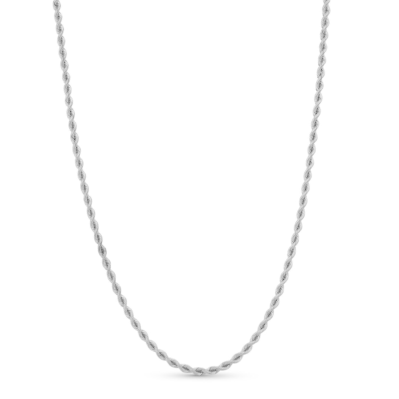 Main Image 1 of 3.0mm Silk Rope™ Chain Necklace in Solid 14K White Gold - 24&quot;