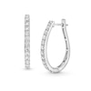 Thumbnail Image 0 of 1 CT. T.W. Certified Lab-Created Diamond Oval Hoop Earrings in 10K White Gold (I/SI2)