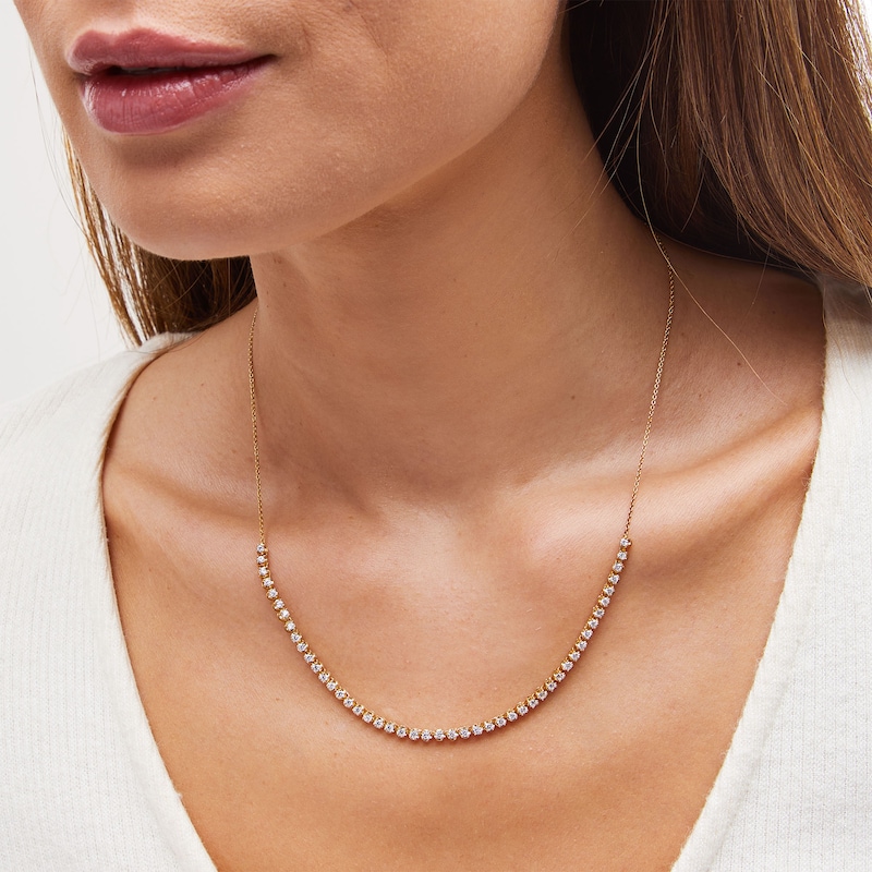 1-1/2 CT. T.W. Certified Lab-Created Diamond Bubbles Line Necklace in 10K Gold (I/SI2)