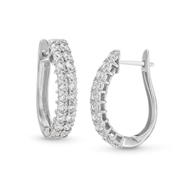 2 CT. T.W. Certified Lab-Created Diamond Double Row Oval Hoop Earrings in 14K White Gold (F/SI2)