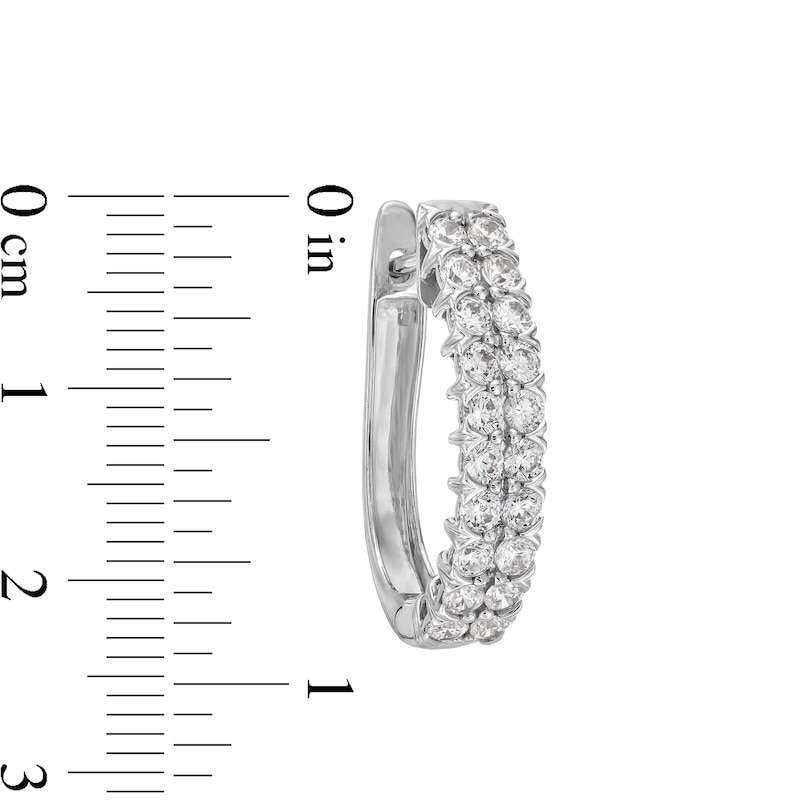 Main Image 3 of 2 CT. T.W. Certified Lab-Created Diamond Double Row Oval Hoop Earrings in 14K White Gold (F/SI2)