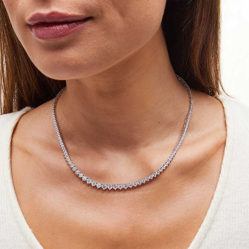 Main Image 2 of 5 CT. T.W. Certified Lab-Created Diamond Graduated Riviera Necklace in 10K White Gold (I/SI2)