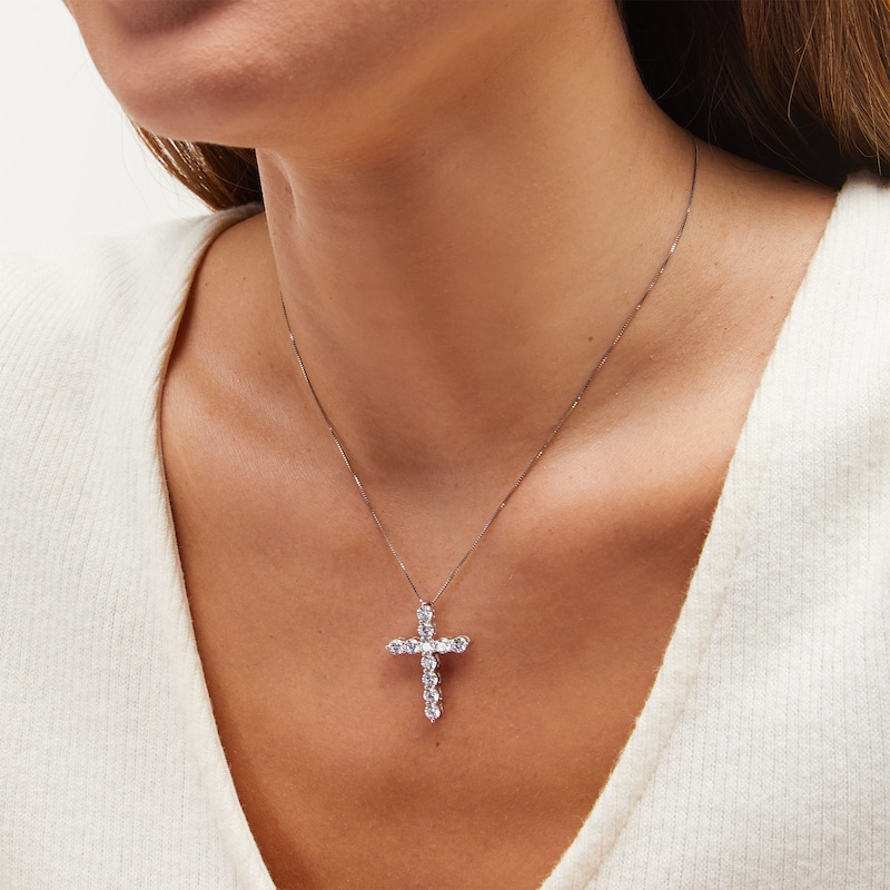 Main Image 2 of 2 CT. T.W. Certified Lab-Created Diamond Cross Pendant in 14K White Gold (F/SI2)