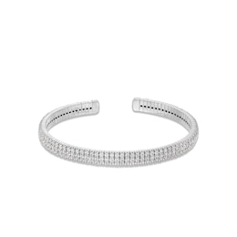 5 CT. T.W. Certified Lab-Created Diamond Triple Row Open Cuff Bangle in 10K White Gold (I/SI2) - 7.25&quot;