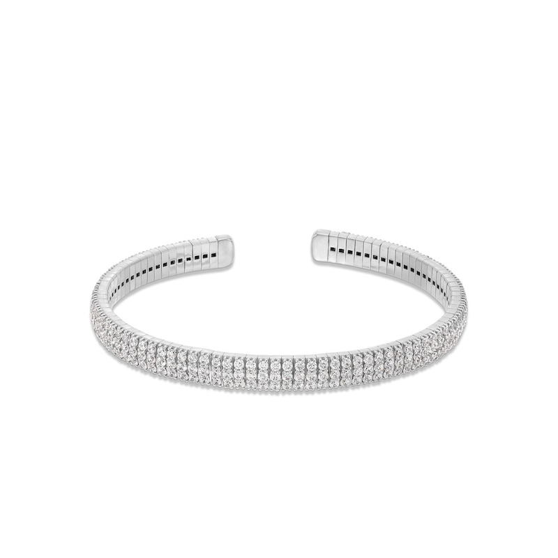 5 CT. T.W. Certified Lab-Created Diamond Triple Row Open Cuff Bangle in 10K White Gold (I/SI2) - 7.25"