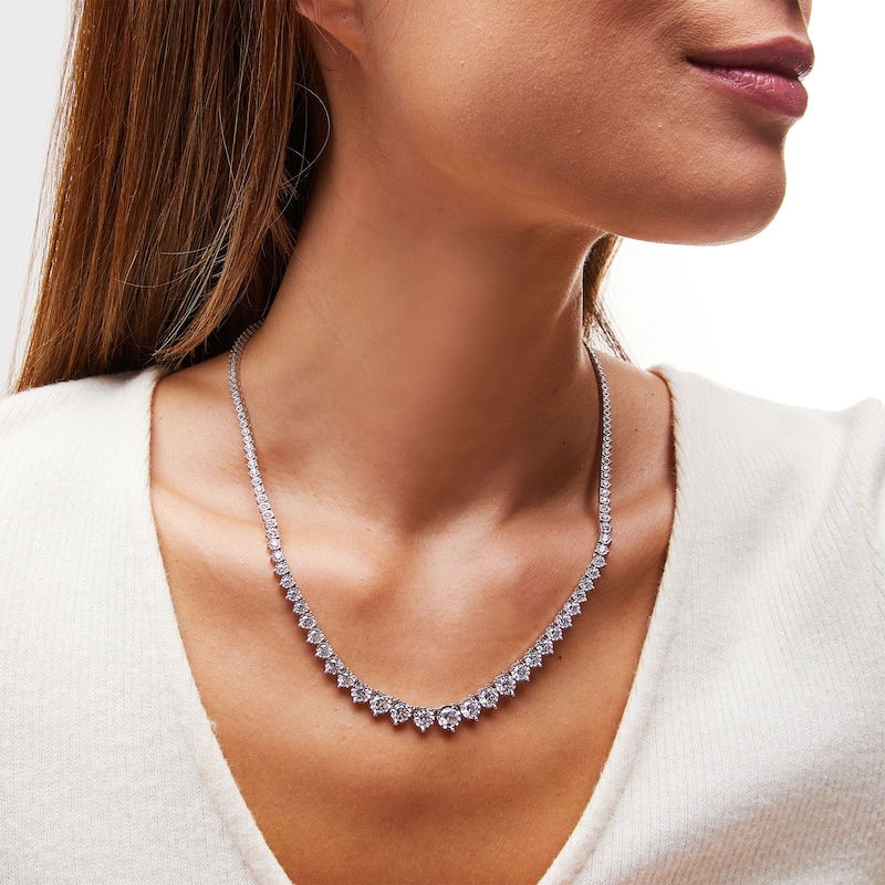 Main Image 2 of 10 CT. T.W. Certified Lab-Created Diamond Graduated Riviera Necklace in 10K White Gold (I/SI2)