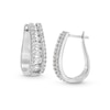 Thumbnail Image 1 of 1-1/2 CT. T.W. Certified Lab-Created Diamond Graduated Triple Row Hoop Earrings in 14K White Gold (F/SI2)