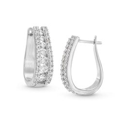 1-1/2 CT. T.W. Certified Lab-Created Diamond Graduated Triple Row Hoop Earrings in 14K White Gold (F/SI2)