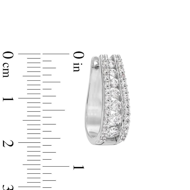 Main Image 3 of 1-1/2 CT. T.W. Certified Lab-Created Diamond Graduated Triple Row Hoop Earrings in 14K White Gold (F/SI2)