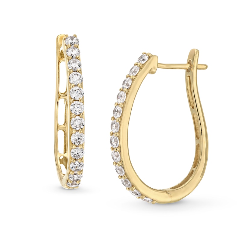 1 CT. T.W. Certified Lab-Created Diamond Oval Hoop Earrings in 10K Gold (I/SI2)