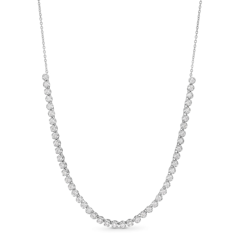 1-1/2 CT. T.W. Certified Lab-Created Diamond Bubbles Line Necklace in 10K White Gold (I/SI2)