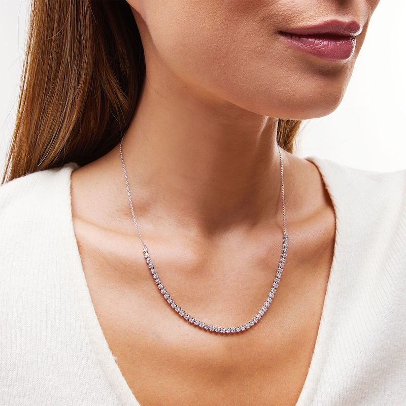 1-1/2 CT. T.W. Certified Lab-Created Diamond Bubbles Line Necklace in 10K White Gold (I/SI2)