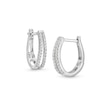 Thumbnail Image 1 of 1/4 CT. T.W. Diamond Split Double Row Hoop Earrings in 10K White Gold