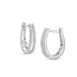 1/4 CT. T.W. Diamond Split Double Row Hoop Earrings in 10K White Gold