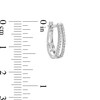 Thumbnail Image 3 of 1/4 CT. T.W. Diamond Split Double Row Hoop Earrings in 10K White Gold