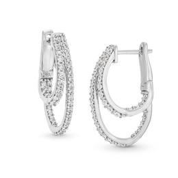 1 CT. T.W. Diamond Inside-Out Double Hoop Earrings in 10K White Gold