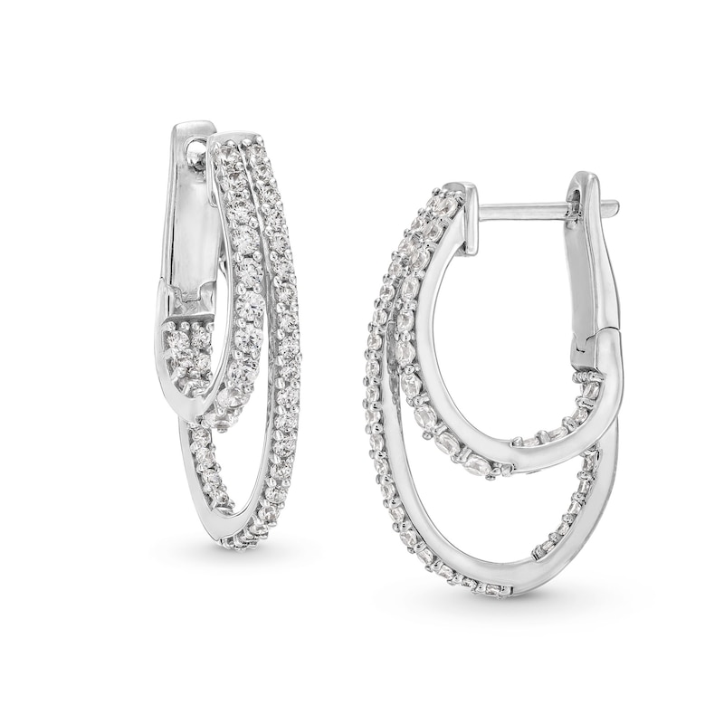 Main Image 1 of 1 CT. T.W. Diamond Inside-Out Double Hoop Earrings in 10K White Gold