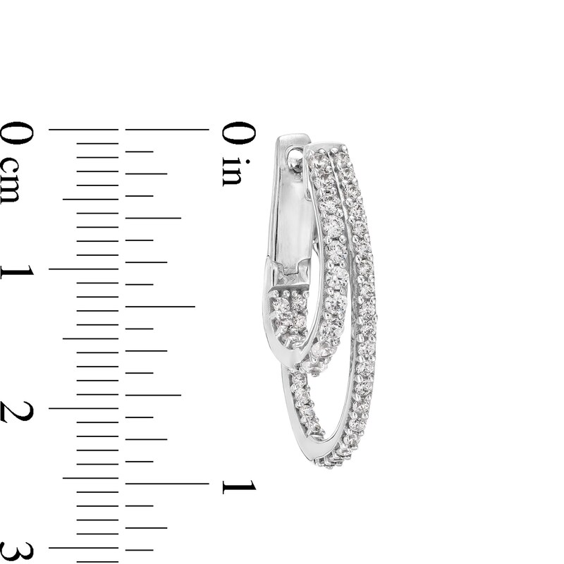 Main Image 3 of 1 CT. T.W. Diamond Inside-Out Double Hoop Earrings in 10K White Gold