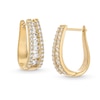 Thumbnail Image 1 of 1-1/2 CT. T.W. Certified Lab-Created Diamond Graduated Triple Row Hoop Earrings in 14K Gold (F/SI2)