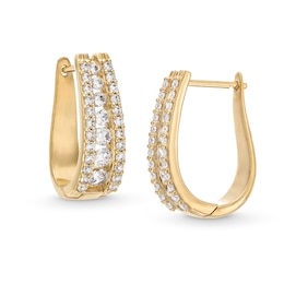 1-1/2 CT. T.W. Certified Lab-Created Diamond Graduated Triple Row Hoop Earrings in 14K Gold (F/SI2)