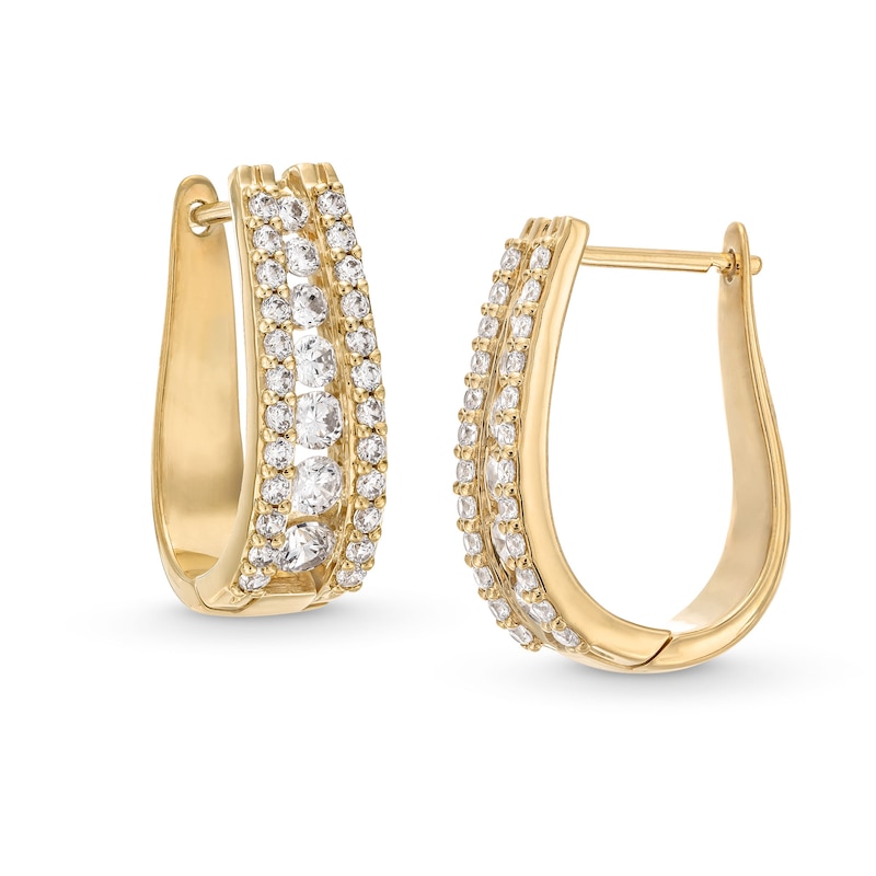 1-1/2 CT. T.W. Certified Lab-Created Diamond Graduated Triple Row Hoop Earrings in 14K Gold (F/SI2)