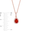 Thumbnail Image 3 of Pear-Shaped Certified Ruby and 1/8 CT. T.W. Diamond Frame Drop Pendant in 10K Rose Gold