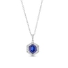 Thumbnail Image 1 of Hexagon Blue and White Lab-Created Sapphire Frame Pendant in Sterling Silver