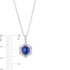 Thumbnail Image 3 of Hexagon Blue and White Lab-Created Sapphire Frame Pendant in Sterling Silver