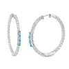 Thumbnail Image 1 of Baguette-Cut Swiss Blue Topaz and White Lab-Created Sapphire Trio Inside-Out Hoop Earrings in Sterling Silver