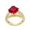 Thumbnail Image 1 of Asscher-Cut Lab-Created Ruby and White Lab-Created Sapphire Triple Row Ring in Sterling Silver with 14K Gold Plate