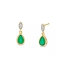 Thumbnail Image 0 of Pear-Shaped Emerald and Diamond Accent Bezel-Set Drop Earrings in 10K Gold