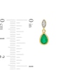 Thumbnail Image 2 of Pear-Shaped Emerald and Diamond Accent Bezel-Set Drop Earrings in 10K Gold