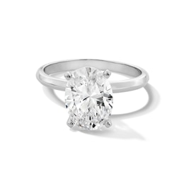 3 CT. Oval Certified Lab-Created Diamond Solitaire Engagement Ring in 14K White Gold (F/VS2)