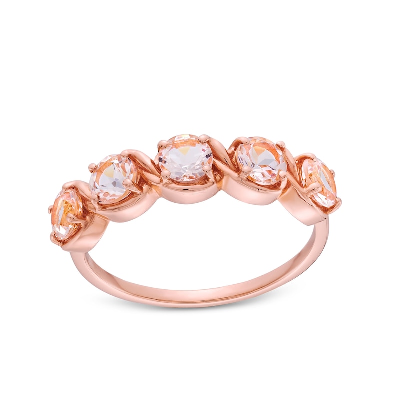 Main Image 1 of 4.0mm Morganite Five Stone Cascading Ring in 10K Rose Gold