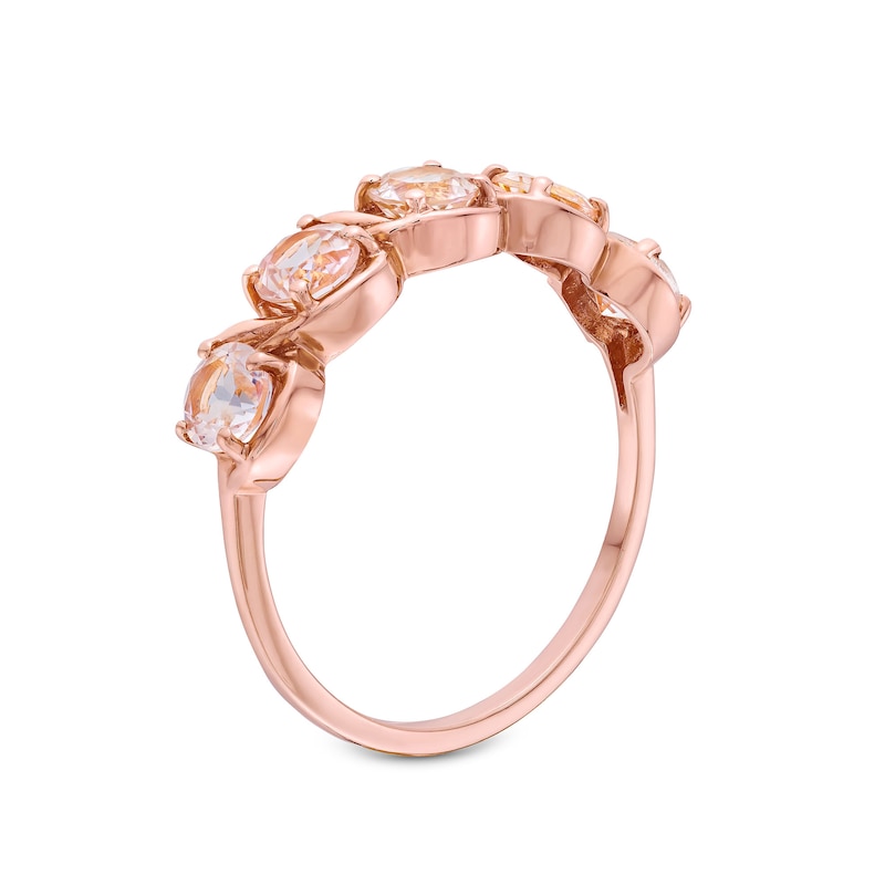 Main Image 3 of 4.0mm Morganite Five Stone Cascading Ring in 10K Rose Gold