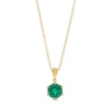 Thumbnail Image 1 of 8.0mm Lab-Created Emerald Solitaire Drop Pendant in Sterling Silver with 18K Gold Plate