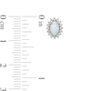 Thumbnail Image 2 of Oval Lab-Created Opal and White Lab-Created Sapphire Sunburst Frame Stud Earrings in Sterling Silver with 18K Gold Plate