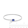 Thumbnail Image 2 of Emerald-Cut Blue and Pear-Shaped White Lab-Created Sapphire Open Bypass Bangle in Sterling Silver - 7.5"