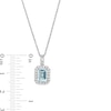 Thumbnail Image 3 of Emerald-Cut Aquamarine and White Lab-Created Sapphire Frame Drop Pendant in Sterling Silver