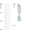 Thumbnail Image 3 of Pear-Shaped Aquamarine and White Lab-Created Sapphire Dangle Hoop Earrings in Sterling Silver