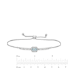 Thumbnail Image 2 of Emerald-Cut Aquamarine and White Lab-Created Sapphire Frame Bar Bolo Bracelet in Sterling Silver - 9.0"