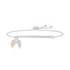 Thumbnail Image 1 of 1/10 CT. T.W. Diamond &quot;ALWAYS WITH YOU&quot; Double Angel Wing Charm Bolo Bracelet in Sterling Silver and 10K Rose Gold