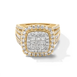 2 CT. T.W. Princess-Cut Multi-Diamond Double Cushion Frame Multi-Row Engagement Ring in 10K Gold