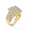 Thumbnail Image 3 of 2 CT. T.W. Princess-Cut Multi-Diamond Double Cushion Frame Multi-Row Engagement Ring in 10K Gold