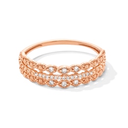 1/15 CT. T.W. Diamond Scallop Border Vintage-Style Stackable Anniversary Band in 10K Rose Gold